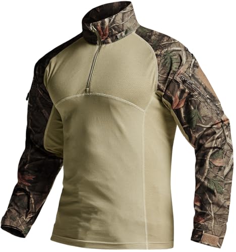 Image of CQR Men's Tactical Combat Shirt, 1 /4 Zip Long Sleeve Breathable Military BDU Training Top for Shooting, Hunting, Range Use