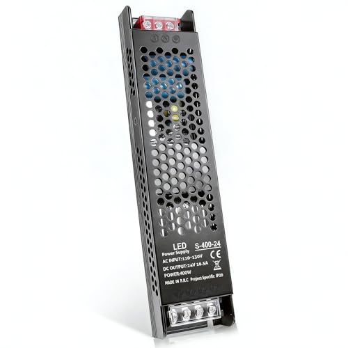 24V 400W LED Power Supply, 16.5A Constant Voltage LED Driver, AC to DC Converter, Low Voltage LED Transformer for Strip Lights, Cabinet Lighting, Commercial Signage and Light Boxes by Bingotec - Used condition - US$25.19