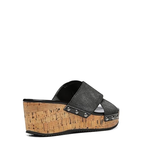 Donald Pliner SUMMER Slip-On Wedge Sandals for Women – 2.5” Heel - Stretch Crisscross Upper, Cork Wedge & Metal Studs, Memory Foam Insole, Women’s Summer Wedge Sandals by Donald J Pliner - Used condition - Image 2