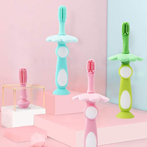 TOYANDONA Escova de dentes de silicone para treinamento infantil com base de sucção, escova de dente