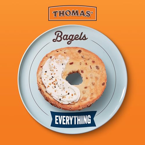 Thomas\' Everything Bagels, 6 count, (3.0 oz each), 9g Protein, Kosher Bagels, 18 oz Bag