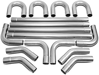 DNA Motoring ZTL-25RAW 16 Pcs 2.5 Inches Mild Steel DIY Custom Exhaust Tubing Mandrel Bend Pipe Straight & U-Bend Kit, Universal Fit