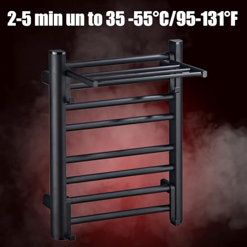 Sèche-serviettes noir pour spas et hôtels avec rangement supérieur - 7