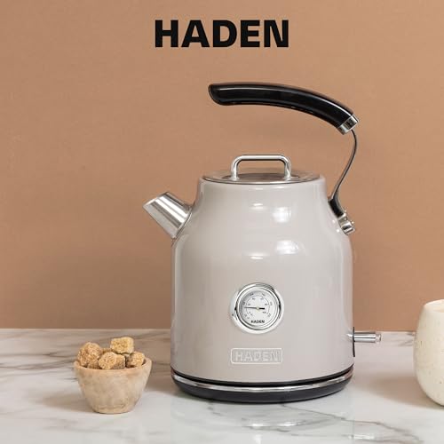 Haden Dorset 1.7 Liter Stainless Steel Electric Kettle, Hot Water Kettle with 360-Degree Base and Auto Shutoff, Putty & Chrome - Thumbnail 2