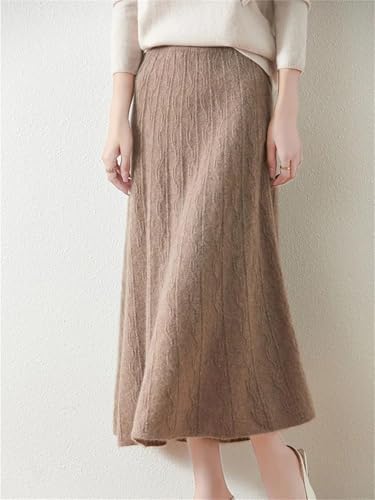 Women's Solid Wool Knitted Half Skirt Winter High Waisted Versatile Slimming A-Line2