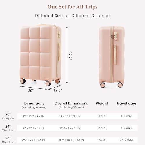 Luggage Set of 3(20/24/28) Telescoping Handles Lightweight and 360° Silent Spinner Wheels ABSHardshell Rolling Travel Luggage Set Clearance for Men and Women Black2