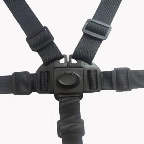 Image of Adjustable High Chair Straps Replacement,Universal 5 Point High Chair Harness Straps Sturdy Safety Strap Belt, High Chair Accessories (Black)