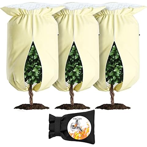 AirsFish Plant Cover, 3 oz/yd² 47"x72" 3 Packs with Zipper Drawstring Thicken Large Frost Cloth Blankets Freeze Protection for Trees Reusable for Potted Winter Cover