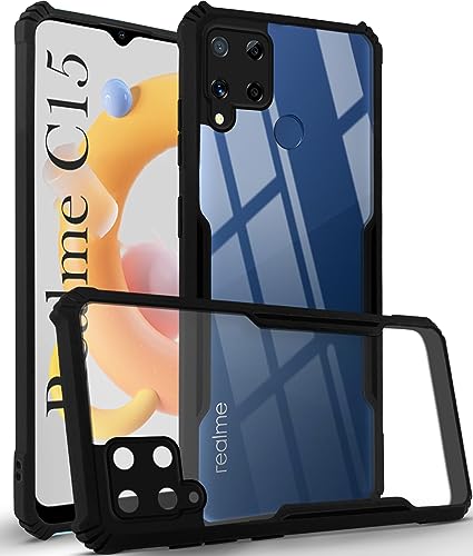 Image of Jkobi Back Cover Case for Realme C15 (Shockproof with Polycarbonate Clear Panel | Professional Black)