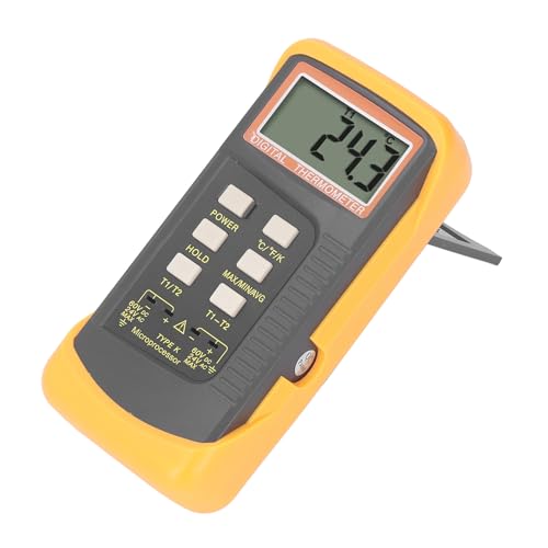 Denash ダブルプローブKタイプ温度計-精密機械加工デジタルディスプレイLCD熱電対温度メーター、研究所、エンジニアリングプロジェクト