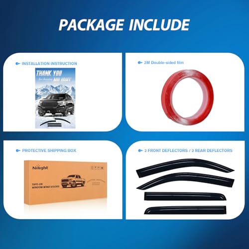 Image of Nilight Tape-On Window Visors for Tacoma Double Cab 2016-2023, 4PCS