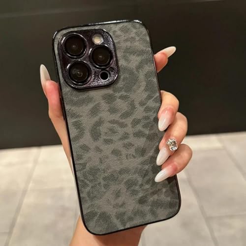 Coque métal iPhone 15 Pro Max anti rayures léopard rigide