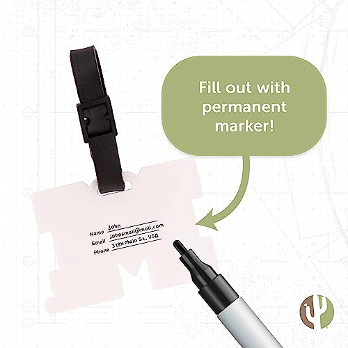 Desert Cactus University of Michigan Luggage Tag UM Wolverines Durable PVC Travel ID Label for Bags and Backpacks (Design A)4