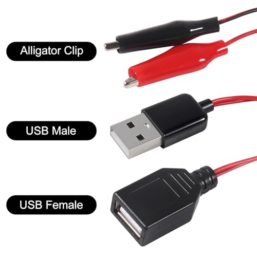 Image of 12PCS Alligator Clip to USB Male Female USB to Alligator Clip Adapter Adapter Cable Alligator Clip to USB for Electrical Testing(6 Male +6 Female)