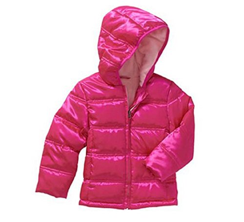 Image of Healthtex Baby Girls 12-18M Bubble Puffer Jackets Coats with Hood (12M, Pink)