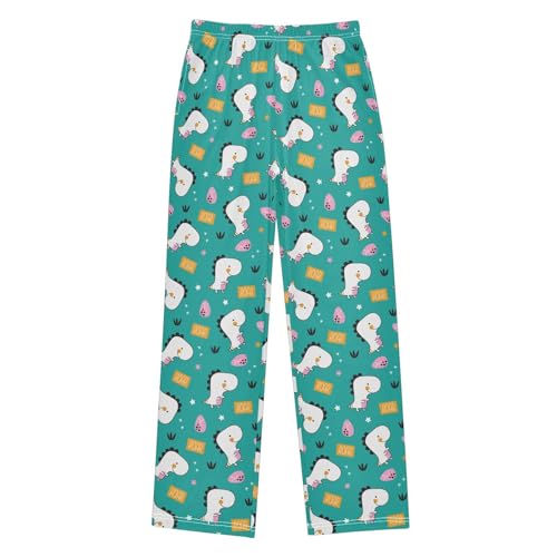 Lovely Dino Roar Boys Long Pants Soft Trousers Elastic Waist Kids Lounge Bottoms with Pockets S-XL