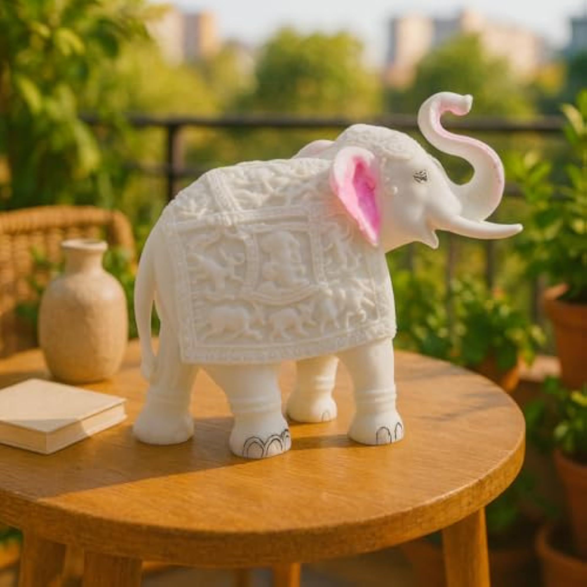 White Marble Elephant Statue, Vaastu Feng Shui Decor