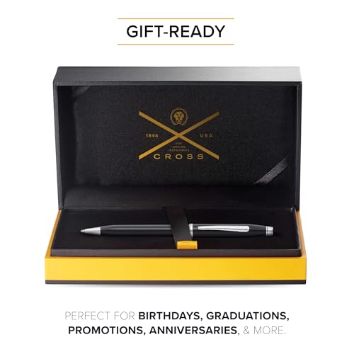 Image of Cross Century II Black & Chrome Refillable Ballpoint Pen - Medium Point, Black Ink, Presented in a Luxury Gift Box