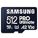 Samsung Carte Mémoire MicroSDXC, PRO Ultimate MB-MY512SA/WW, 512 Go, vitesse de lecture jusqu'à 200 Mo/s, fournie avec adaptateur SD