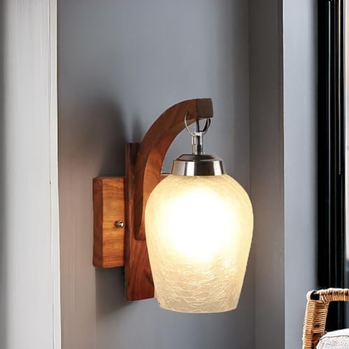 SINOMAN Wall Light for Living Room Modern/Wall Lamps for Bedroom/for Living Room/Wall Lights for Home Decoration/Bedside Wall lamp (Swing Arm Wooden, with Bulb)
