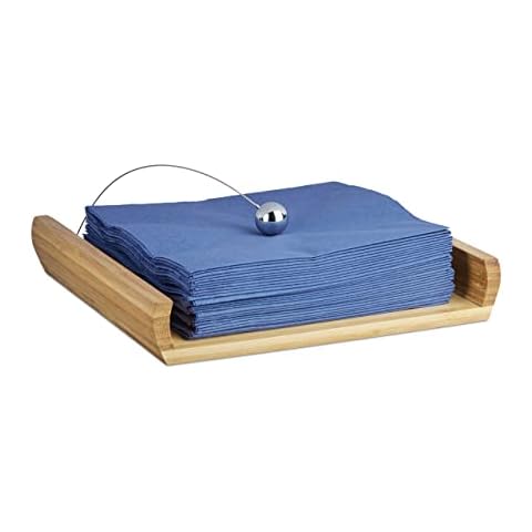 Relaxdays Bamboo Napkin Holder with Weight Cover