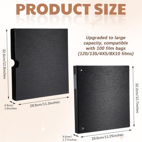 1 Pack Acid Free Film Protector Storage Box 3 Ring Negative Binder Preservers Portfolio Folder for Artwork Folder for 120 Film and 135 35 mm Negative