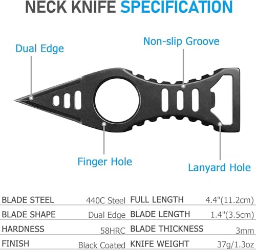 Image of 2PCS Neck Knife with Sheath and Necklace, Mini Fixed Blade Knife Necklace for Men, Ultra Small Pocket Knife EDC Tools Cool Gadgets for Camping, Survival, Hiking, Backpacking