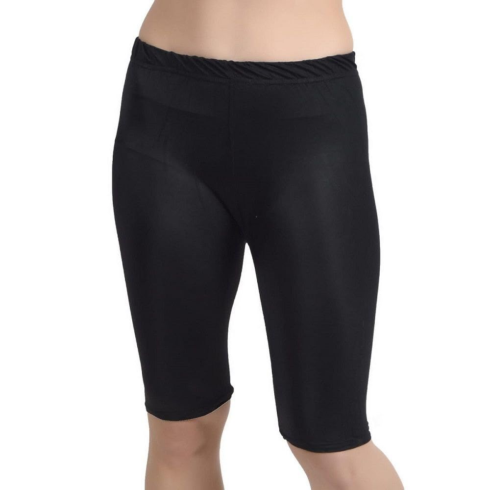 Women's Athletic Compression Shorts, Knee Length, Black-image-48
