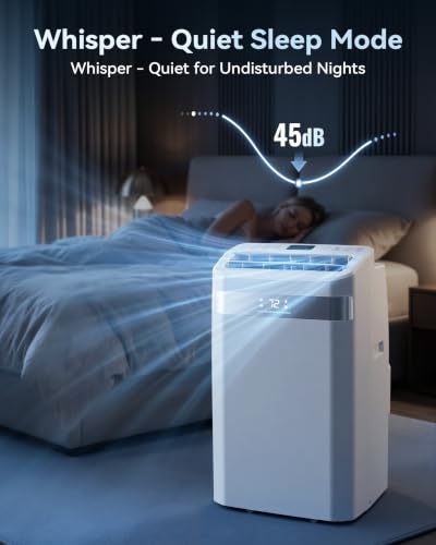 Image of 14000BTU 4-in-1 AC Unit, Cools 700 Sq.Ft, Ultra Quiet | 14000BTU AC cools 700sq.ft, 4-in-1 cool /fan /dry /sleep, quiet, LED, remote, 24H timer, auto swing, kit, for bed /office /dorm.