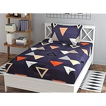 BSB HOME® 100% Cotton 160 TC Big Flower Printed Single Bedsheets with 1 King Size Pillow Cover, (60X90 Inches, 4 X 6 Feet, Brown and White)