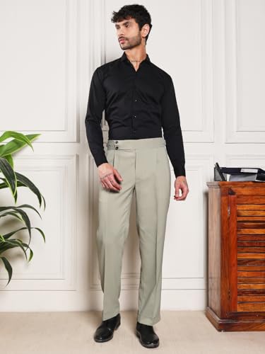 Image of Gurkha Pants for Men | Trouser for Men | Formal Pant | Double Button | Loose Fit Trouser High Waist Pleated Casual Trousers | Vintage Straight Leg Pants for Office Smart Casual Travel Party