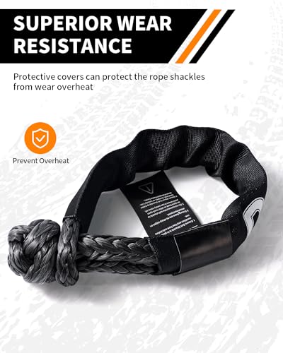 Image of DAYDOOR 56,000 LBS Soft Shackle Recovery Kit, 1 /2 inch x 22 inch (2-Pack) with 7075 Aluminum Snatch Ring, Winch Accessory for Jeep Wrangler, Bronco, 4Runner, Tacoma, ATV /UTV /Jeeps /SUVs, 4x4 Off-Road(Gray)