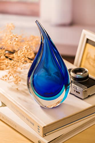 Yao Yuan Hand-Blown Glass Sculpture Glass Decor Murano-Style Glass Statue And Figurine Wonderful Gift, Blue Hollow #TOP4