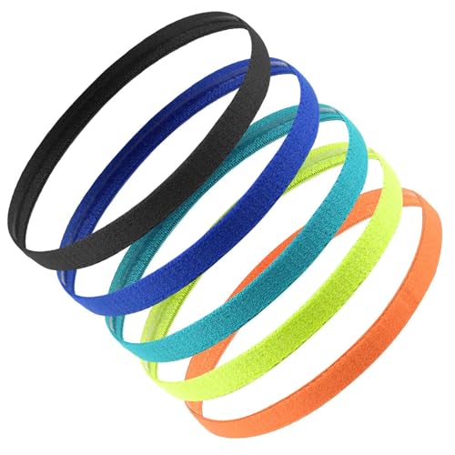 5 Stück Sport-Stirnband für Jungen, elastische Sport-Haarbänder, rutschfest, dünne Fußball-Stirnbänder, Laufhaarbänder, Schweißbänder für Kinder, Frauen, Mädchen