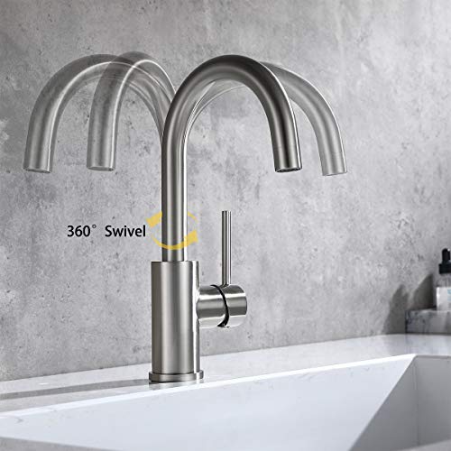 Bar Faucets Single Hole, Wipphs Brushed Nickel Mini Kitchen Sink Faucets, Single Handle Lead-Free Modern Bar Faucets 1 Hole, Faucet For Bar Sink #TOP3