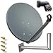 Produktbild PremiumX Satelliten-Komplettanlage 80cm Satellitenantenne Anthrazit Satellitenschüssel Twin LNB Wandhalter 45cm, 1 SAT 2 Teilnehmer