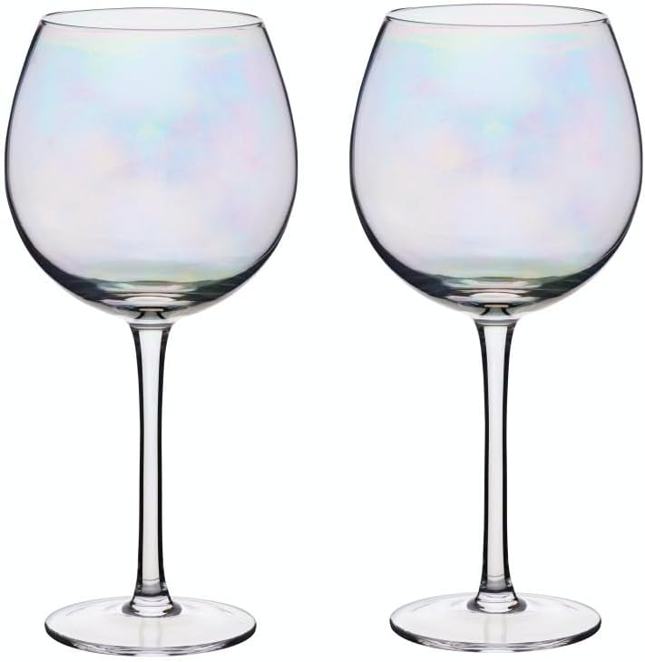 BarCraft Balloon Gin Glasses, Rainbow-Pearl Iridescent