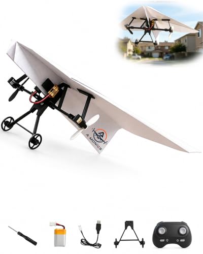 A-MONIES Rc Paper Airplane Kit with Gyro Stabilizer – DIY Electric Remote Control Plane with Dual...