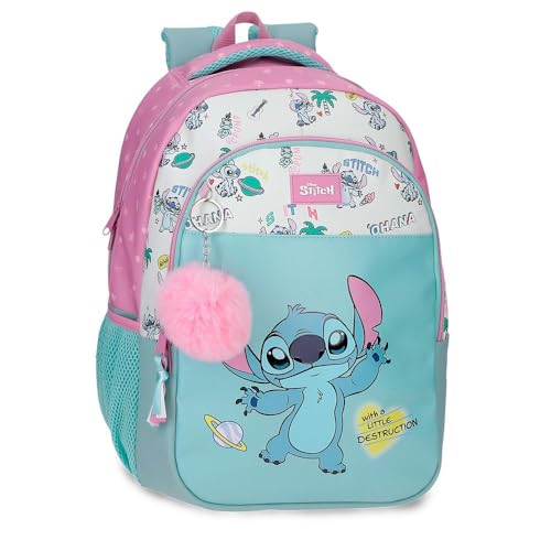 Joumma Disney Stitch Little Destruction Mochila Escolar 15,6" Pulgadas Turquesa Verde 28x42x14 cm PVC 16,46L