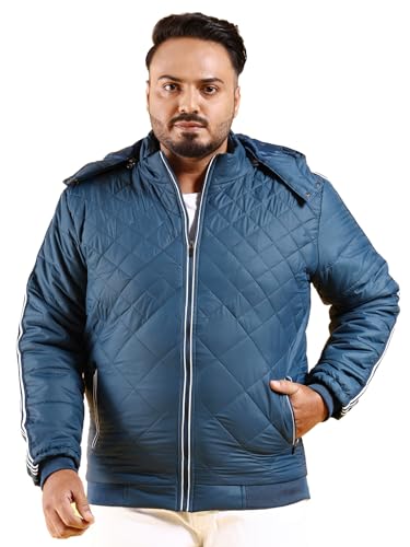 Image of Hardsoda by The Indian Garage Co Men Plus Size Regular Fit Solid Detachable Hood Puffer Jacket