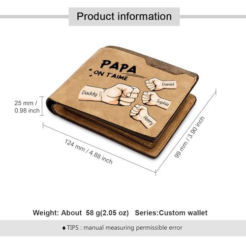 Custom Gifts for Dad Fathers Day - Personalized Leather Wallet with Names for Men Slim Fist Bifold Wallet for Father with ID Window Wallet for Daddy Husband Christmas Gifts4