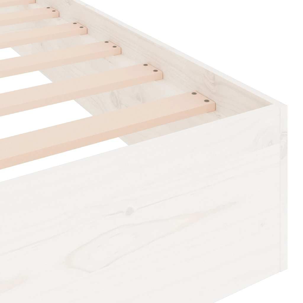 Estructura de Cama de Madera Maciza en Blanco para colchón de 200x200 cm con Soporte Robusto y diseño Estable Ideal para dormitorios Juveniles y Adultos