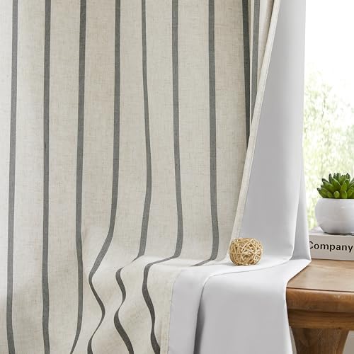 Bapawfish 72 Inch Stripe Full Blackout Curtains,Woven Vertical Stripes on