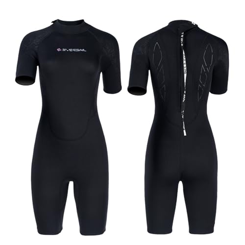 Wetsuits 3mm Neoprene for Women Back Zip Diving Suits Shorty Dive Skin for Snorkeling Surfing Swimming,S,Black