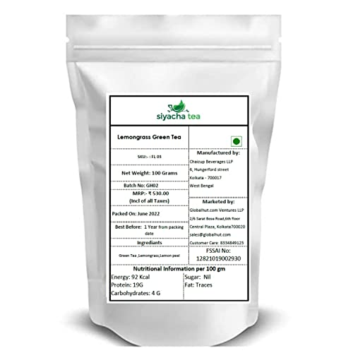 Image of Siyacha Tea, Lemongrass Green Tea, 100 Grams, Whole Leaf Detox Beverage, Improves Digestion, Boosting Metabolism, Healthy Herbal Blend, Makes 50 Cups (approx)