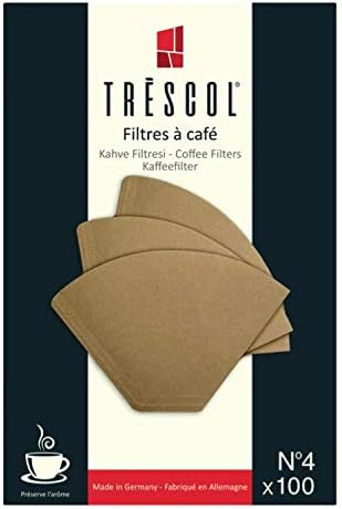 Trescol Coffee Filter, Natural Paper, Number 4, Large Size, Pack of 100