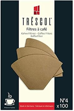 Trescol Coffee Filter, Natural Paper, Number 4, Large Size, Pack of 100