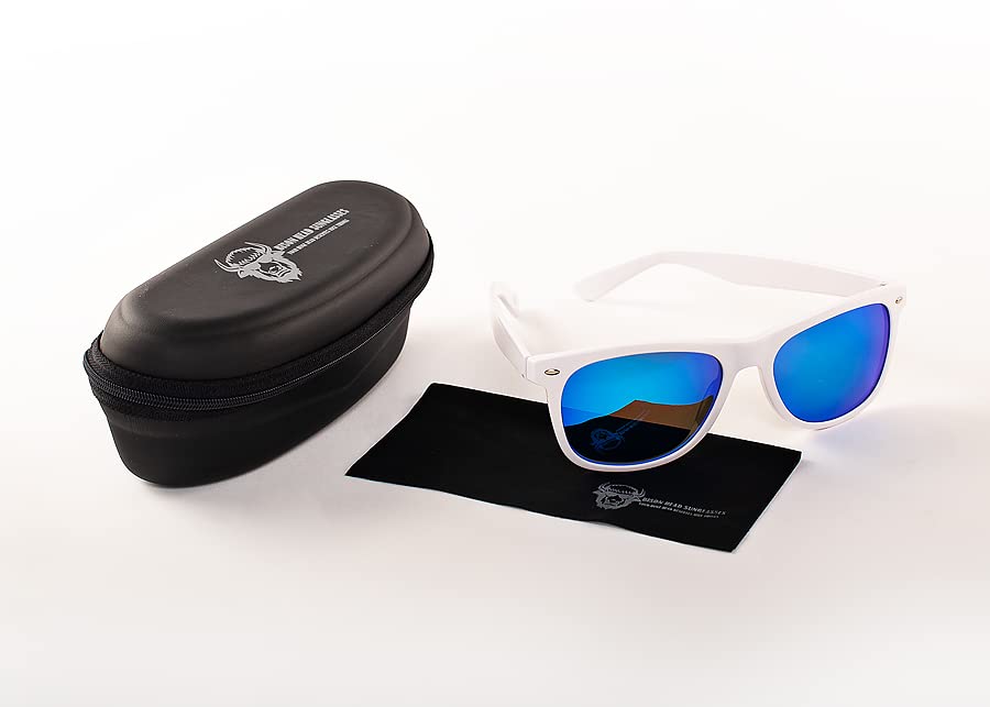 Classic Style Sunglasses XXL - White Frame/Blue Mirror Lens, White, XX-Large3