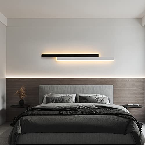 QWAXTRIW Weiße LED Dimmbare Wandleuchte im Innenraum Schlafzimmer nach unten Lange Streifen Wandlampe Schwarze Aluminium Wandbeleuchtung Lichter Leuchte Leuchte Wohnzimmer Wandleuchte Lichttreppe