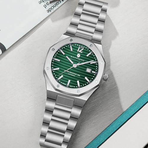 Image of BY BENYAR SAPPHERO Watches for Men 100M Waterproof Chronograph Mens Watch Analog Quartz Movement Wrist Watch Stainless Steel&Leather Strap